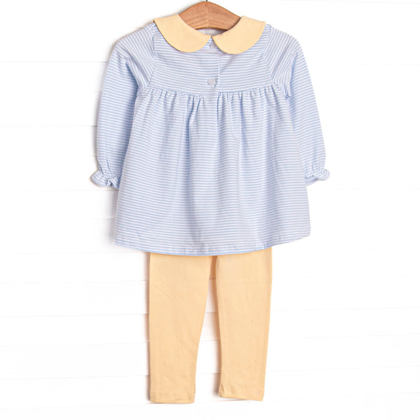 Olivia Legging Set, Yellow and Light Blue Stripe