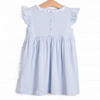 Bunny Hop Pima Embroidered Dress, Blue