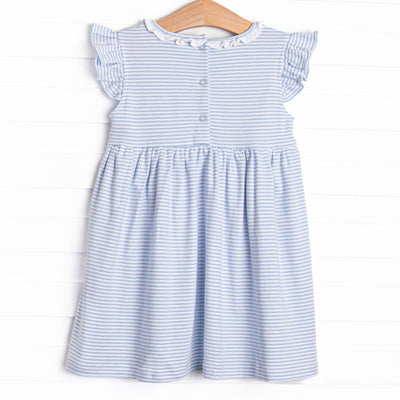 Bunny Hop Pima Embroidered Dress, Blue