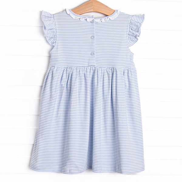 Bunny Hop Pima Embroidered Dress, Blue