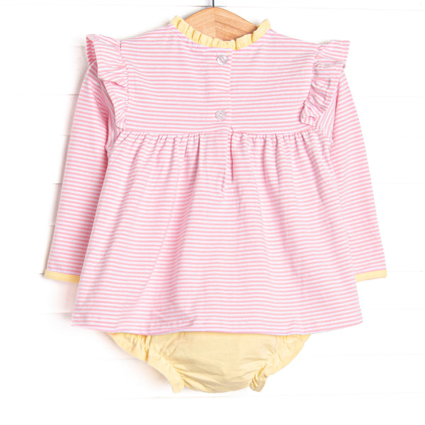 Elizabeth Long Sleeve Diaper Set, Yellow and Light Pink Stripe