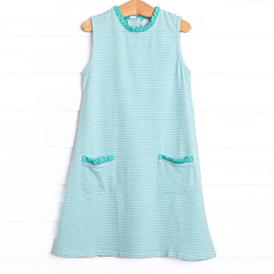 Grace Pocket Dress, Mint Stripe Stitchy Fish Grace Pocket Dress, Mint Stripe Stitchy Fish