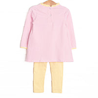 Grace Long Sleeve Pocket Legging Set, Yellow and Light Pink Stripe