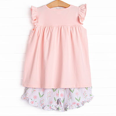 Marsh Meadows Ruffle Short Set, Pink