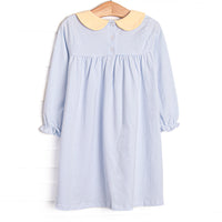 Olivia Dress, Yellow and Light Blue Stripe