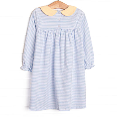 Olivia Dress, Yellow and Light Blue Stripe