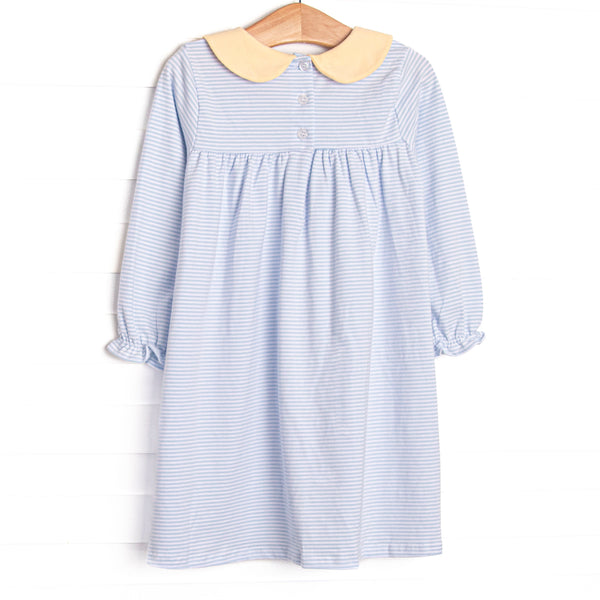 Olivia Dress, Yellow and Light Blue Stripe