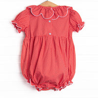 Mouse Head Minis Smocked Bubble, Red