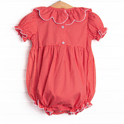 Mouse Head Minis Smocked Bubble, Red