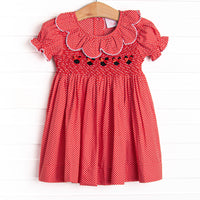 Mouse Head Minis Smocked Dress, Red