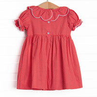 Mouse Head Minis Smocked Dress, Red
