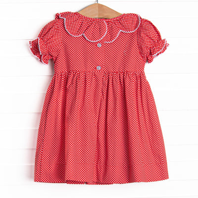 Mouse Head Minis Smocked Dress, Red