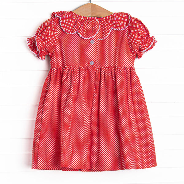 Mouse Head Minis Smocked Dress, Red