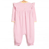 Elizabeth Long Sleeve Romper, Yellow and Light Pink Stripe