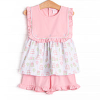 Birthday Party Ruffle Short Set, Pink