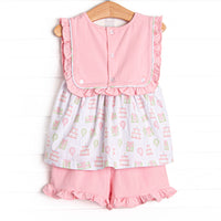 Birthday Party Ruffle Short Set, Pink