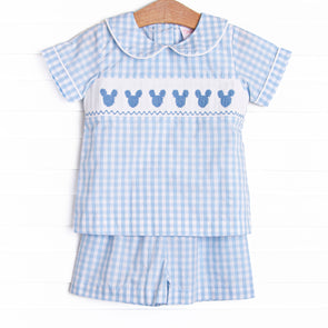 Memories Made Smocked Short Set, Blue