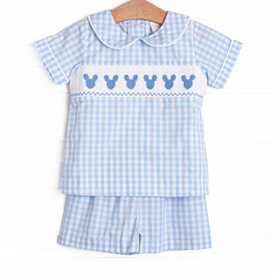 Memories Made Smocked Short Set, Blue