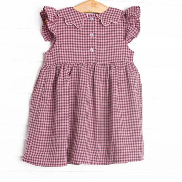 Berry Sweet Gingham Smocked Dress, Purple