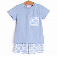 With the Tide Short Set, Blue