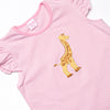 Giraffe Giant Applique Ruffle Short Set, Pink