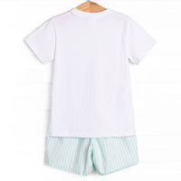 Pastel Pinstripe Short Set, Green