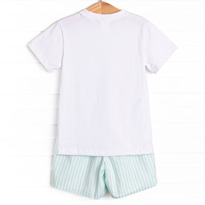 Pastel Pinstripe Short Set, Green