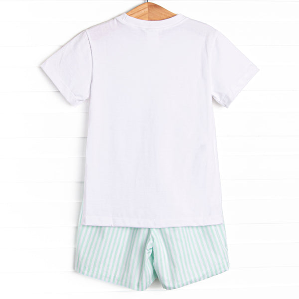 Pastel Pinstripe Short Set, Green
