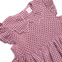 Berry Sweet Gingham Smocked Dress, Purple