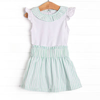 Pastel Pinstripe Skirt Set, Green