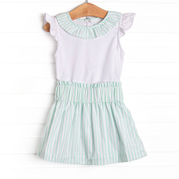 Pastel Pinstripe Skirt Set, Green
