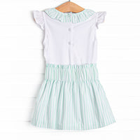 Pastel Pinstripe Skirt Set, Green