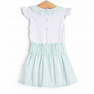 Pastel Pinstripe Skirt Set, Green