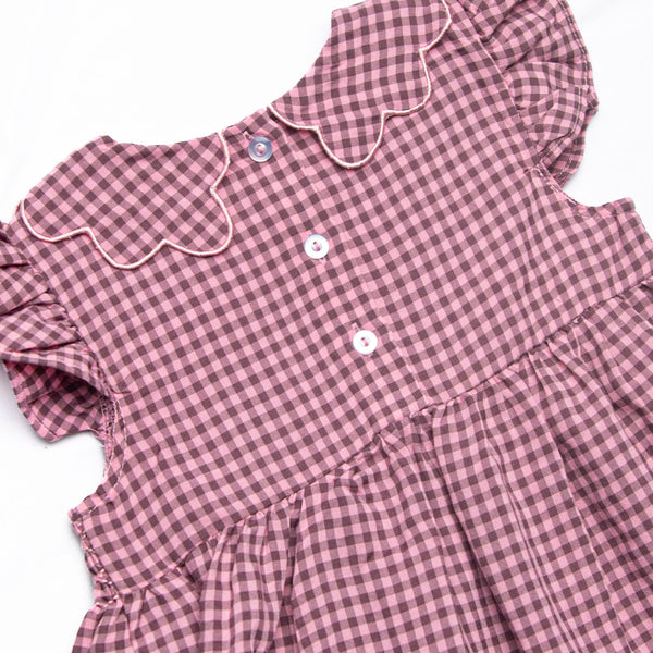 Berry Sweet Gingham Smocked Dress, Purple