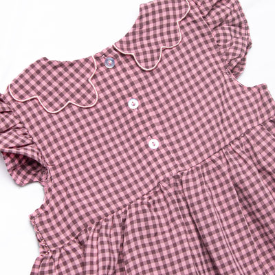 Berry Sweet Gingham Smocked Diaper Set, Purple