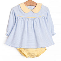 Olivia Diaper Set, Yellow and Light Blue Stripe