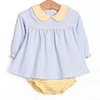 Olivia Diaper Set, Yellow and Light Blue Stripe