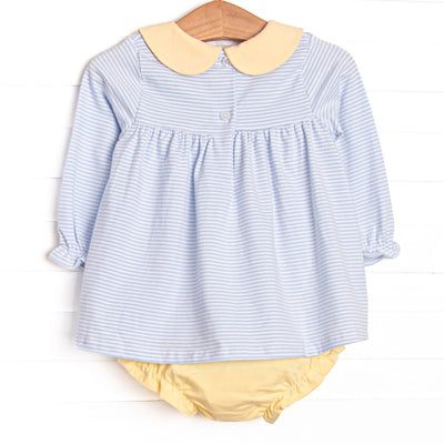 Olivia Diaper Set, Yellow and Light Blue Stripe