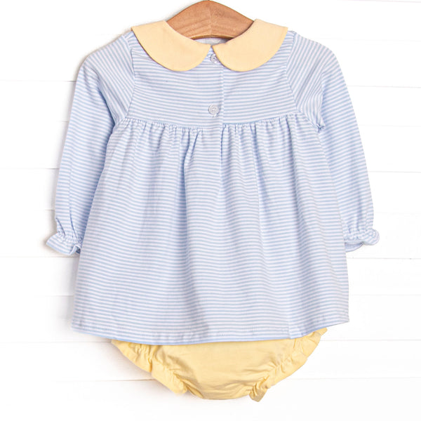 Olivia Diaper Set, Yellow and Light Blue Stripe