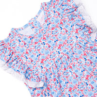 Red, White and Bloom Ruffle Short Set, Blue