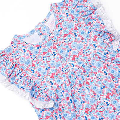 Red, White and Bloom Ruffle Short Set, Blue