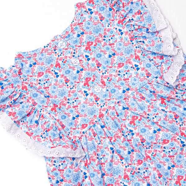 Red, White and Bloom Ruffle Short Set, Blue