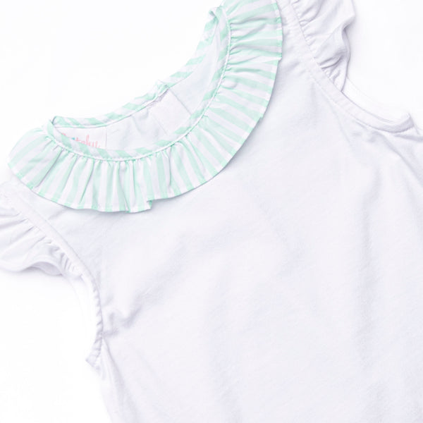 Pastel Pinstripe Ruffle Short Set, Green