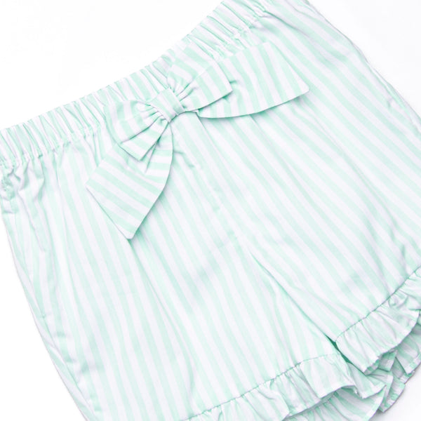 Pastel Pinstripe Ruffle Short Set, Green