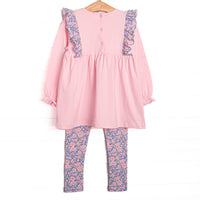 Pop of Posies Side Tie Legging Set, Pink