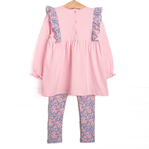 Pop of Posies Side Tie Legging Set, Pink