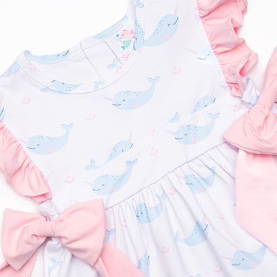 Nellie Narwhal Side Tie Dress, Blue