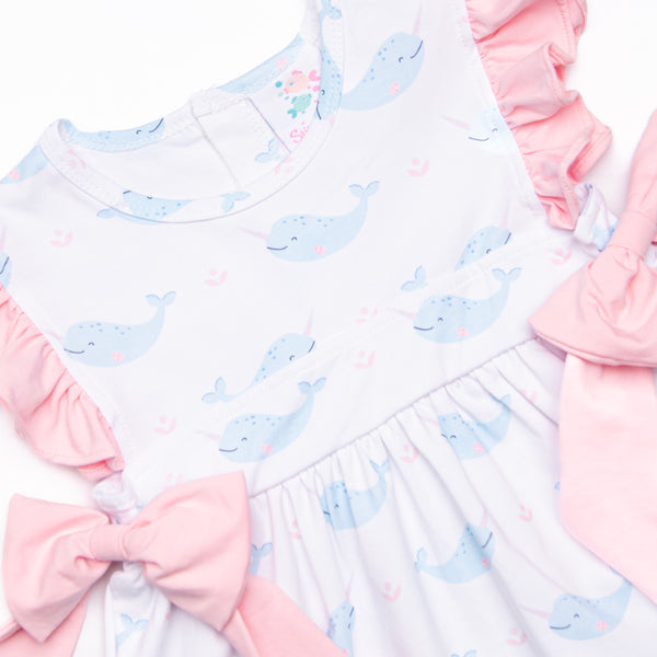 Nellie Narwhal Side Tie Dress, Blue