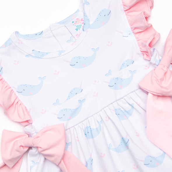 Nellie Narwhal Side Tie Dress, Blue