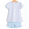 Cape Cod Catch Applique Ruffle Short Set, Blue